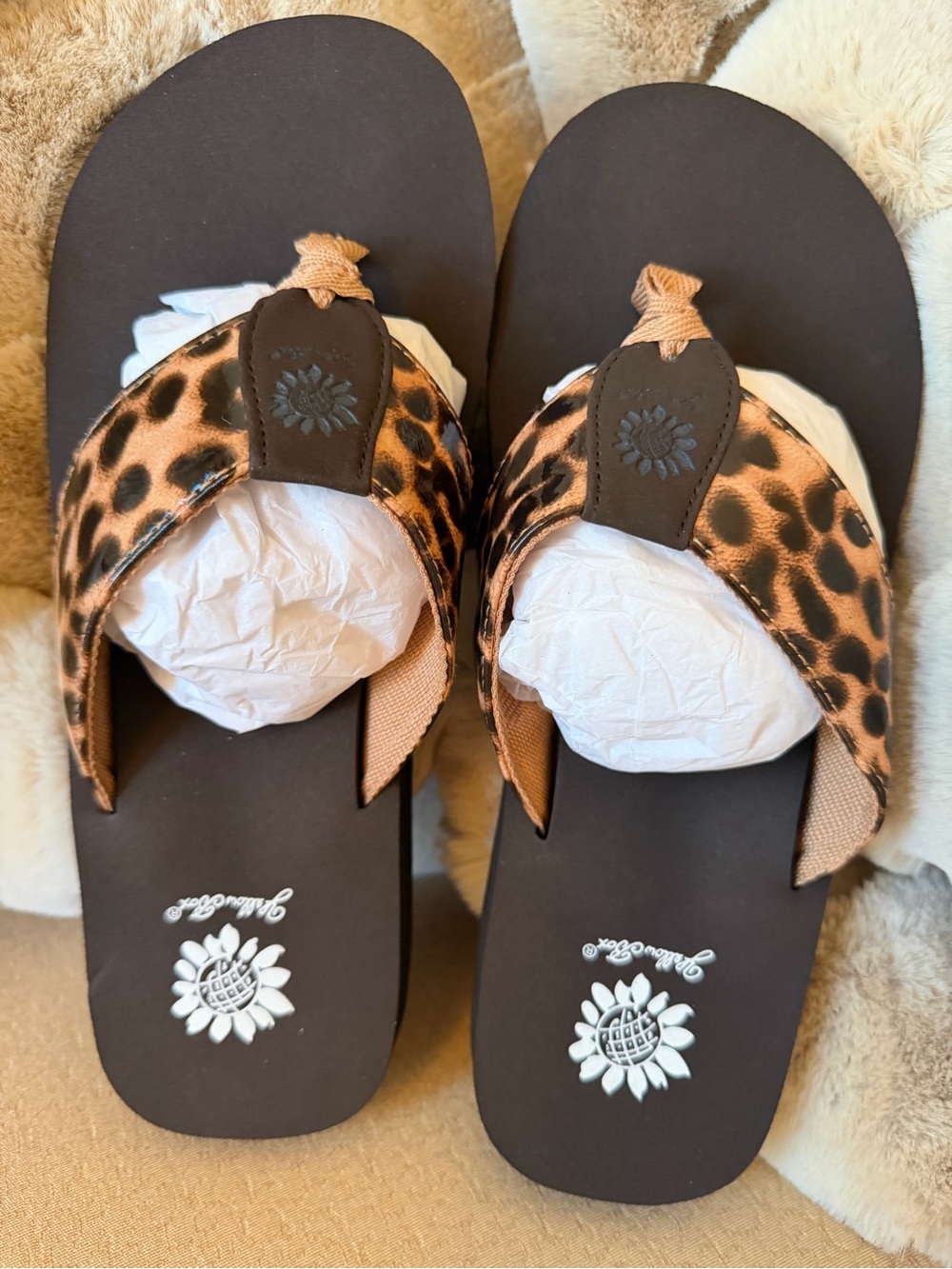 Yellow Box Leopard-Print Brown & Black Flip Flops - Picture 3 of 9